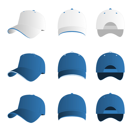 Light blue baseball cap vector setのイラスト素材