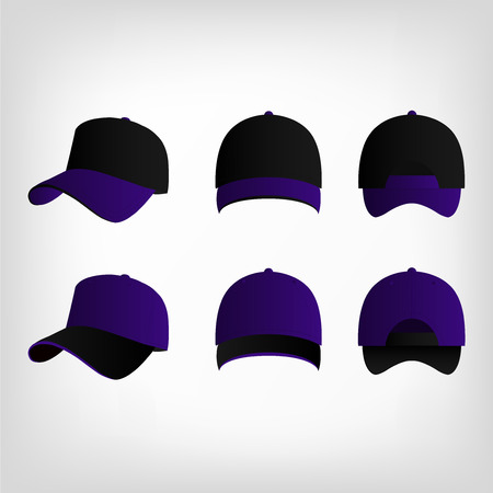 Violet and black baseball cap vector setのイラスト素材