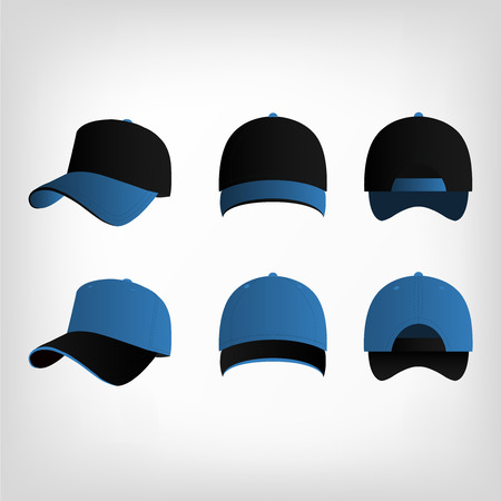 Light blue and black baseball cap vector setのイラスト素材
