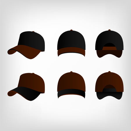 Black and brown baseball cap vector setのイラスト素材
