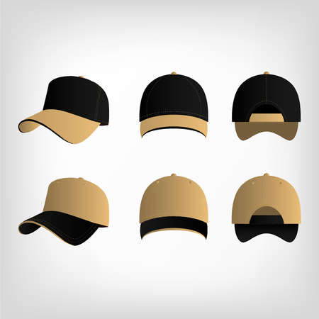 Light brown and black baseball cap vector setのイラスト素材