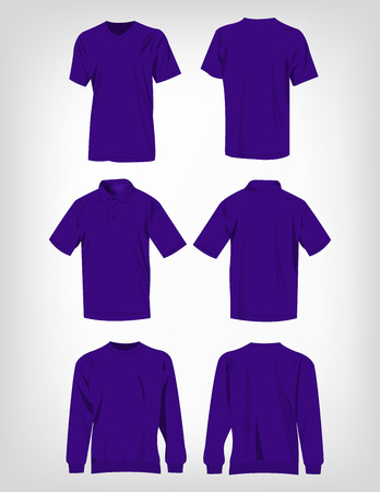 Sport violet t-shirt, sweater and polo shirt isolated set vectorのイラスト素材