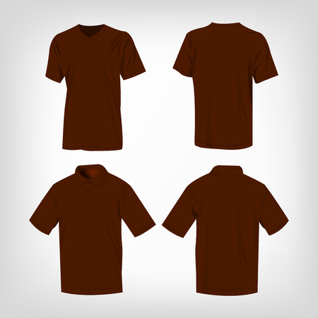 Sport brown t-shirt and polo shirt isolated set vectorのイラスト素材