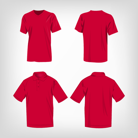 Sport hot pink t-shirt and polo shirt isolated set vectorのイラスト素材