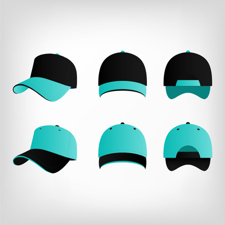 Turquoise black cap vector setのイラスト素材
