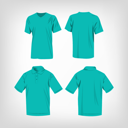 Sport turquoise t-shirt and polo shirt isolated set vectorのイラスト素材