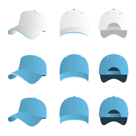 Baby blue baseball cap vector setのイラスト素材