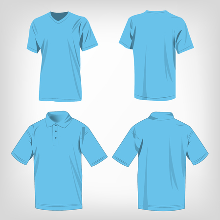 Sport baby blue t-shirt and polo shirt isolated set vectorのイラスト素材