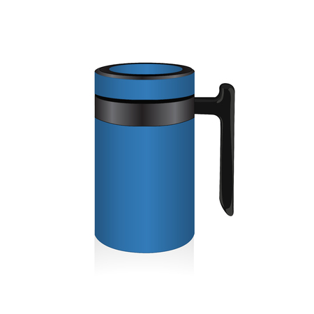 Light blue thermal mug, travel mug isolated on white backgroundのイラスト素材