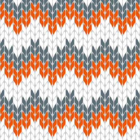 Autumn mood knitted pattern white, orange and gray abstract background triangle isolated vector.のイラスト素材