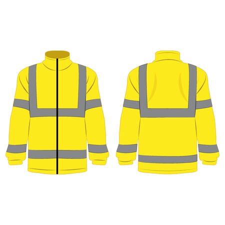 Yellow high visibility fleece outdoor jacket isolated vector on the white backgroundのイラスト素材