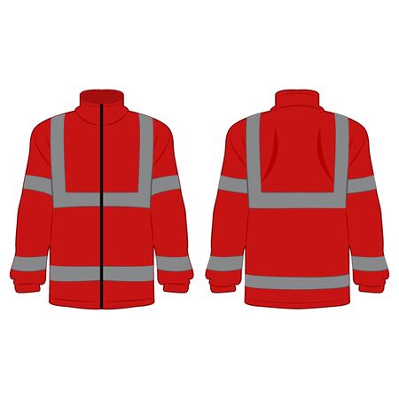 red high visibility fleece outdoor jacket isolated vector on the white backgroundのイラスト素材
