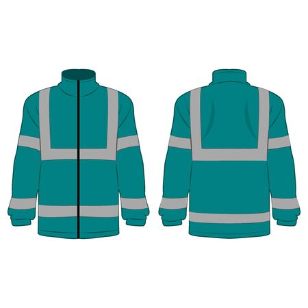 teal color high visibility fleece outdoor jacket isolated vector on the white backgroundのイラスト素材