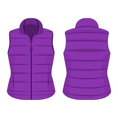 Violet winter zipped vest isolated vector on the white backgroundのイラスト素材