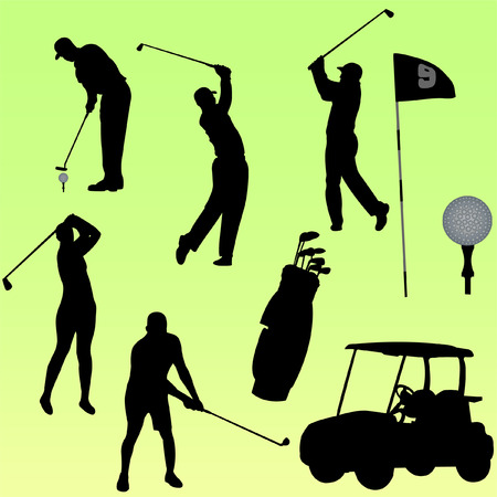 set of golf player のイラスト素材