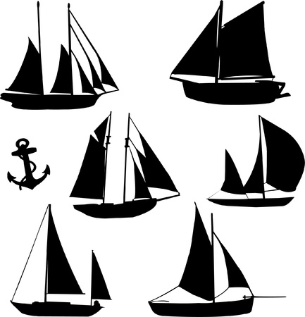 silhouette of sailboatsのイラスト素材