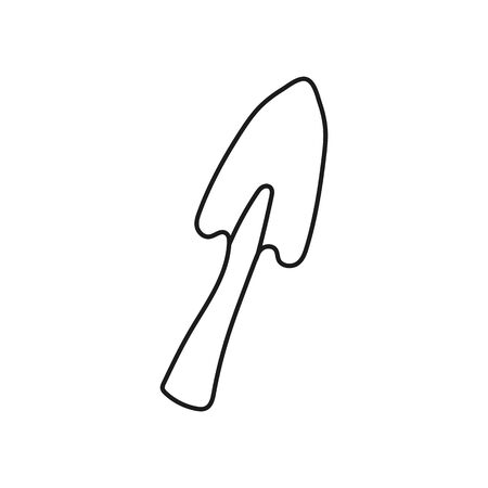Simplified outline illustration of a small shovel on a white background.のイラスト素材