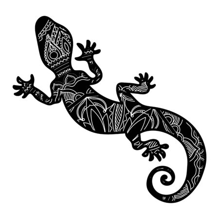 Vector decorative lizard with an ethnic pattern.のイラスト素材