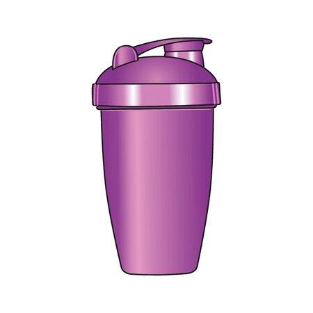 Protein shaker design template. Volumetric drawing of a purple sports bottle.のイラスト素材