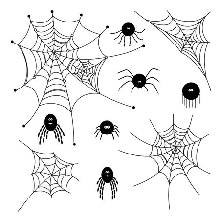 Collection of webs for Halloween holiday decorationのイラスト素材