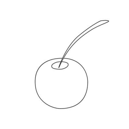 Isolated black outlines one cherry on white background.のイラスト素材