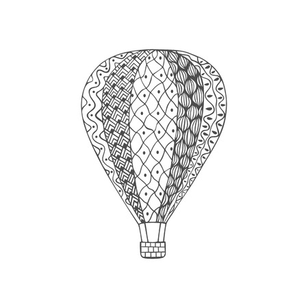 Isolated hand drawn black outline monochrome balloon on white background. Ornament of curve linesのイラスト素材