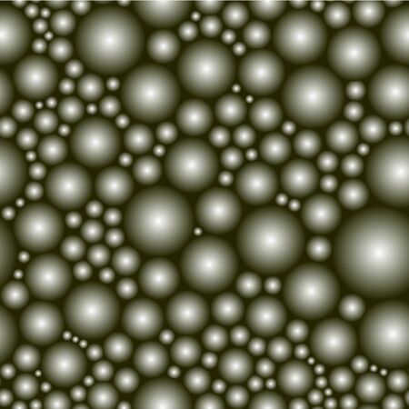 Seamless pattern. Imitation of black pearls. Black volume sphere, balls, bubblesのイラスト素材