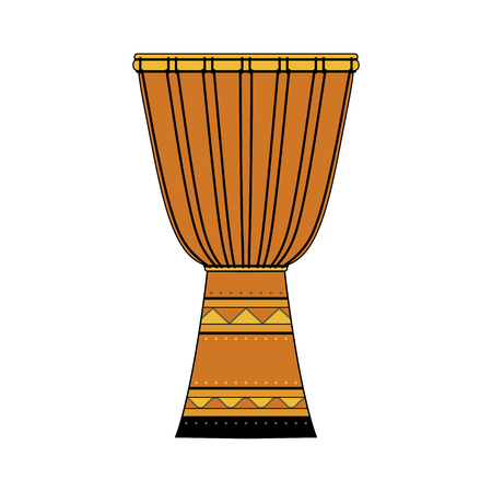 Isolated colorful decorative ornate djembe on white background. Colored musical instrumentのイラスト素材