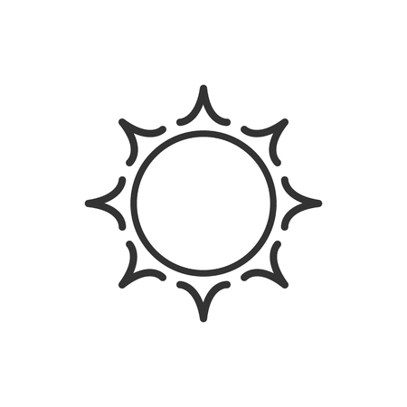 Stylized sun, isolated black outline logo on white backgroundのイラスト素材