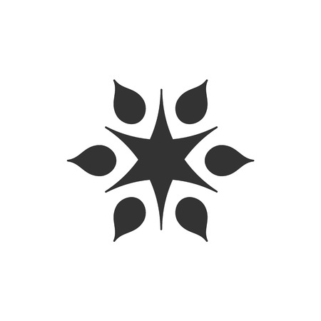 Stylized sun, isolated black logo on white backgroundのイラスト素材