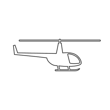 Black outline isolated helicopter on white background. Line icon of side view of helicopterのイラスト素材
