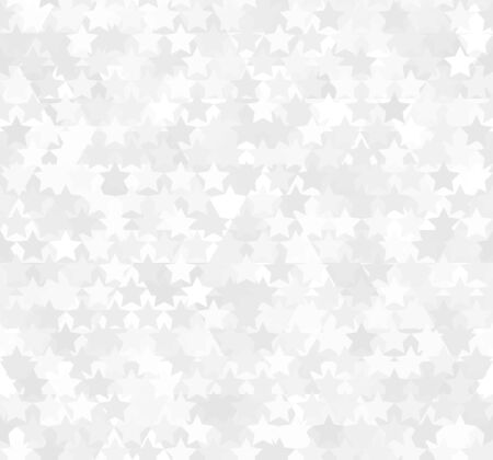 Seamless white abstract pattern. Print of stars on background of triangles and polygonsのイラスト素材