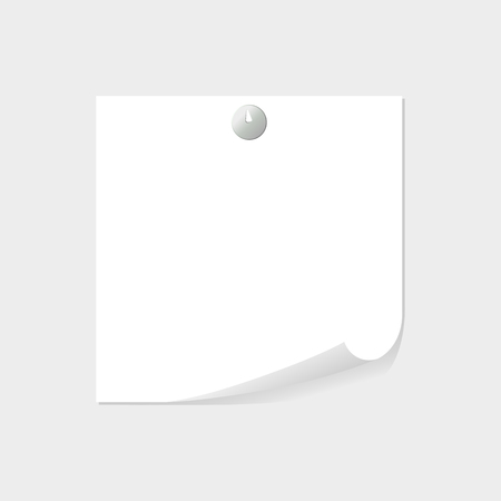 Note paper tacked by thumbtack with space for text or message on grey background. List, sheet, blankのイラスト素材