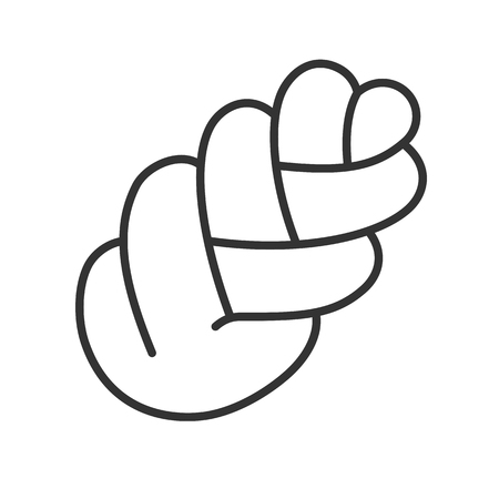 Black isolated outline icon of braid bread on white background. Line Icon of challahのイラスト素材