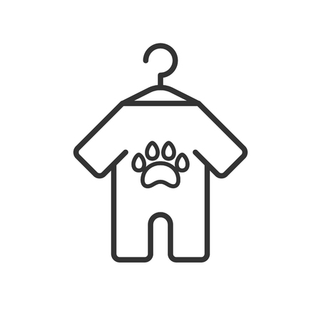 Black isolated outline icon of animals clothes on white background. Line Icon of clothes for dogのイラスト素材