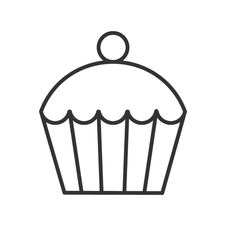 Black isolated outline icon of cupcake with berry on white background. Line Icon of muffinのイラスト素材