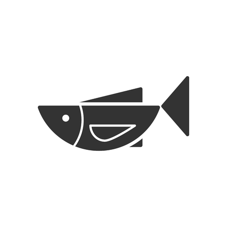 Black isolated icon of fish on white background. Silhouette of fishのイラスト素材