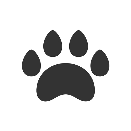 Black isolated icon of animal paw track on white background. Silhouette of animal foot printのイラスト素材