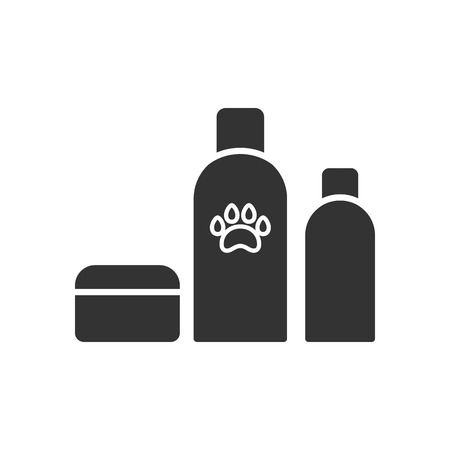 Black isolated icon of cosmetic for animals on white background. Silhouette of animals cosmeticのイラスト素材