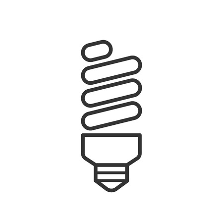 Black isolated outline icon of electric lamp on white background. Line Icon of electric eco bulbのイラスト素材