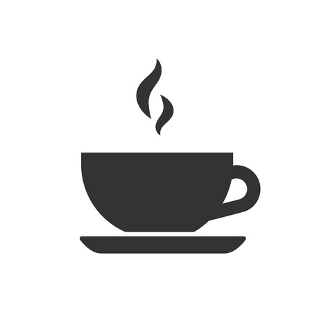 Black isolated silhouette of tea cup on white background. Icon of teacupのイラスト素材