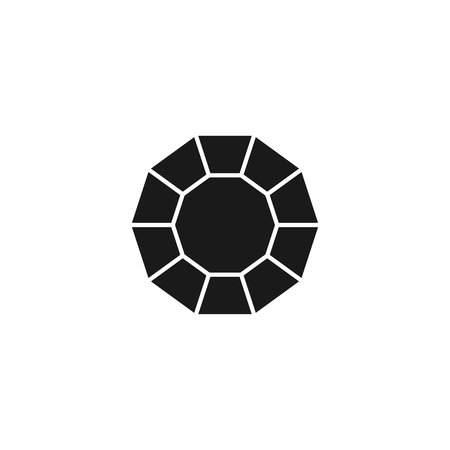 Black isolated icon of shiny diamond on white background. Silhouette of brilliant. Flat design. View from aboveのイラスト素材