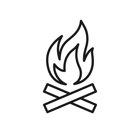 Black isolated outline icon of bonfire on white background. Line Icon of bonfireのイラスト素材