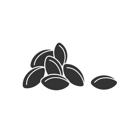 Black isolated icon of heap of grain on white background. Silhouette of grains of wheat.のイラスト素材