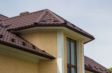 the roof of the house in which modern roofing materials are usedの写真素材