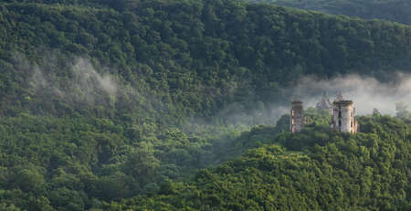 castle ruins on the background of the landscape of Ukraine Nyrkivの写真素材