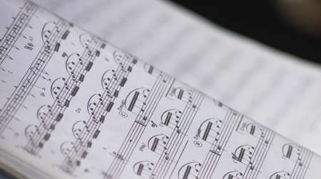 Sheet Music Background Musical Notes with selective focusの写真素材