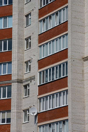 many storey residential buildings. apartments are ready for sale. geometry of architectureの写真素材