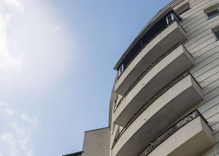 Modern European residential apartment buildings quarter. Abstract architecture, fragment of modern urban geometry.の写真素材