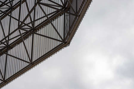 lights and speakers of sport stadium, Soccer football stadium roof.の写真素材